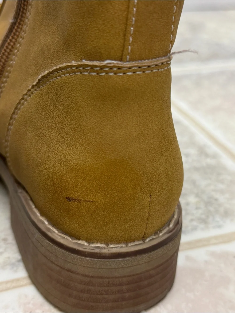 Sophie17 Kids Tan Faux Suede Lace-Up Combat Boots Size 4